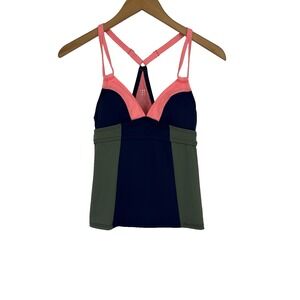 Title Nine Womens Kuapapa Color Block Tankini Swim Top‎ M Racerback Colorful UPF